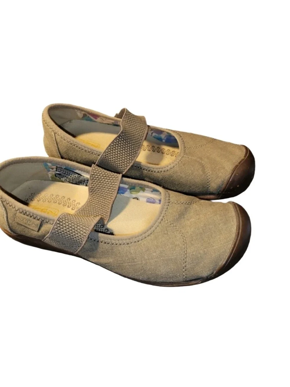 Keen Sienna Canvas Mary Jane Flats  Tan Beige Women's Size 7